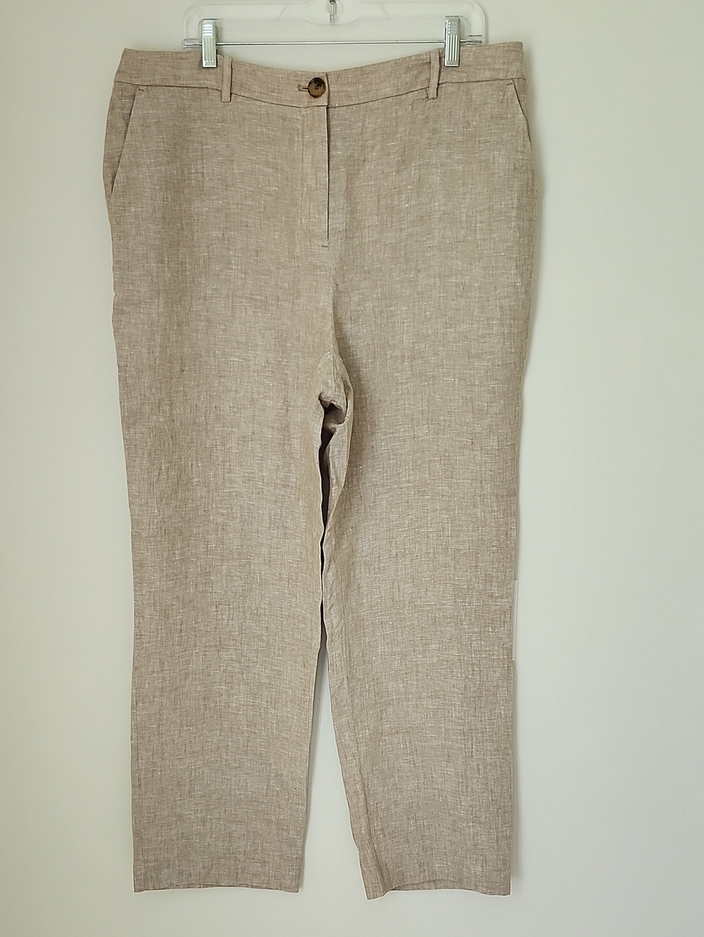 Talbots Beige 100% Linen Pants Pockets 16